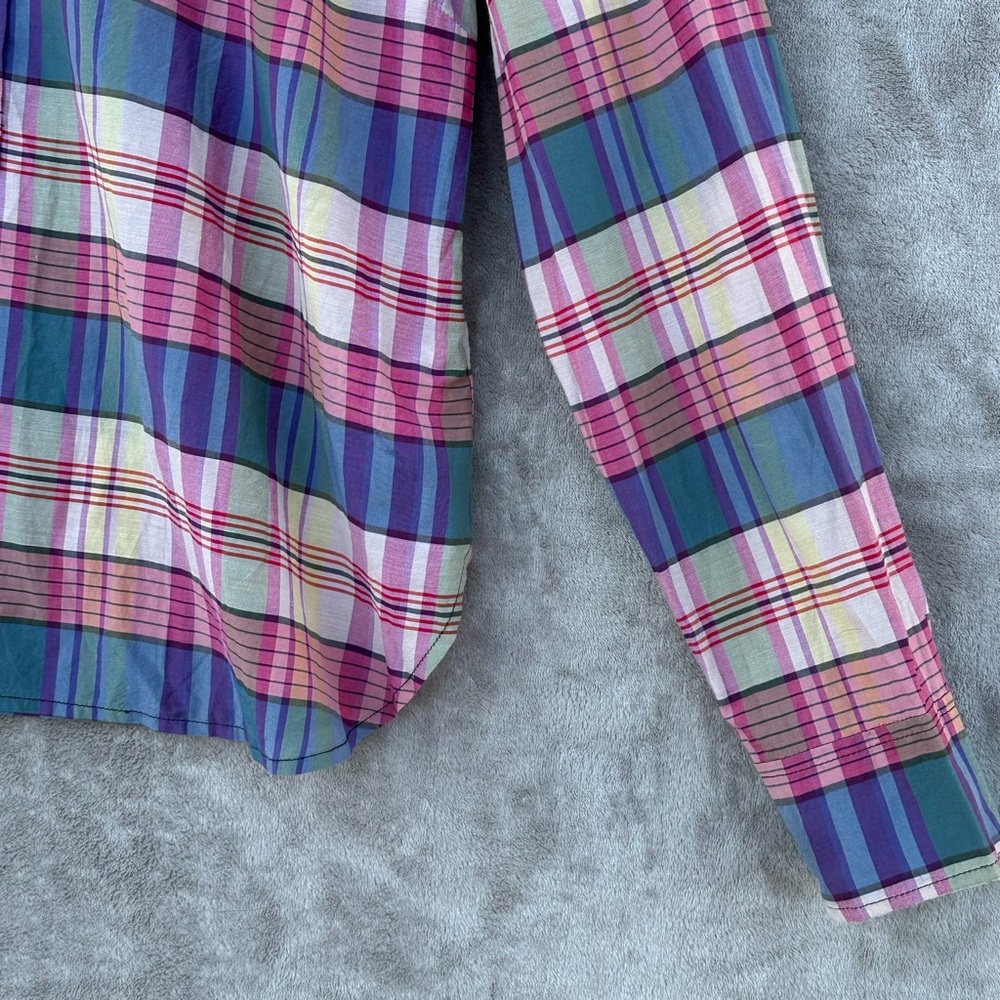 J.Crew Women’s Plaid button down Popover Shirt Long Sleeve Classic Fit Sz L - Picture 5 of 15